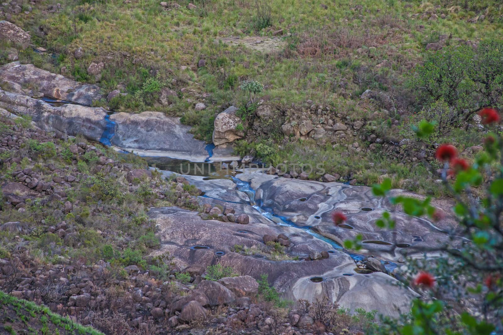 The Marble baths near Injisuthi is an ideal sleepover spot when hiking, The rocks are actually a very fine sandstone.