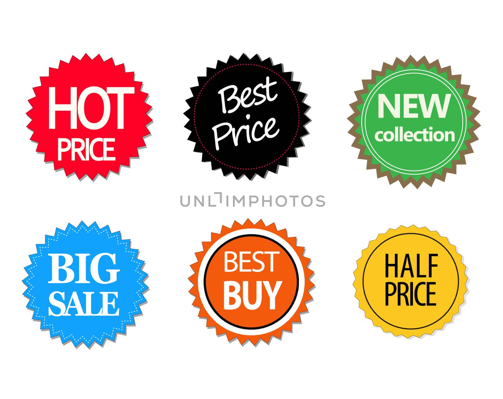 Set of commercial sale stickers, elements and badges. stickers icon on white background. flat style. sale stickers icon for your web site design, logo, app, UI. badges symbol.