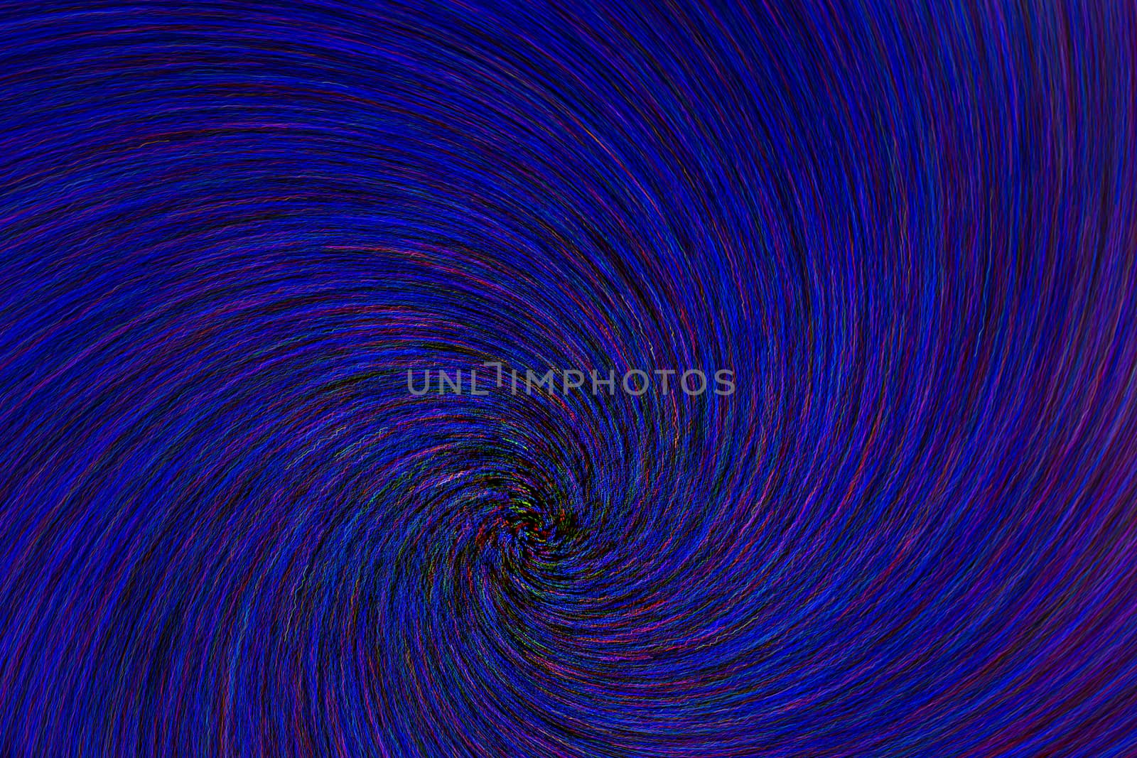 natural lens spin-zoom swirl explosion radial blurred red green blue dots on black background.