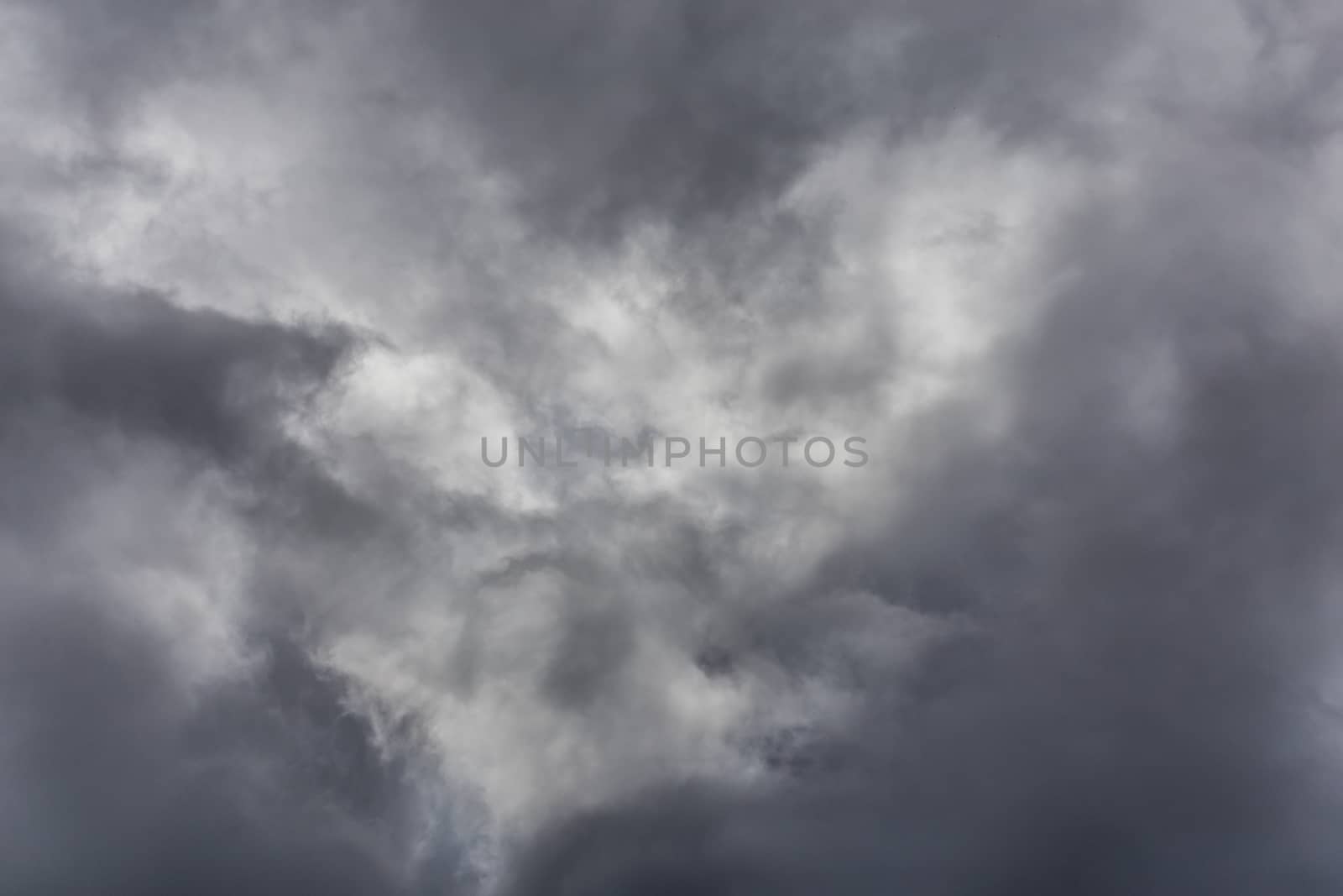 gray incoming storm clouds closeup backdrop, captured with telephoto lens