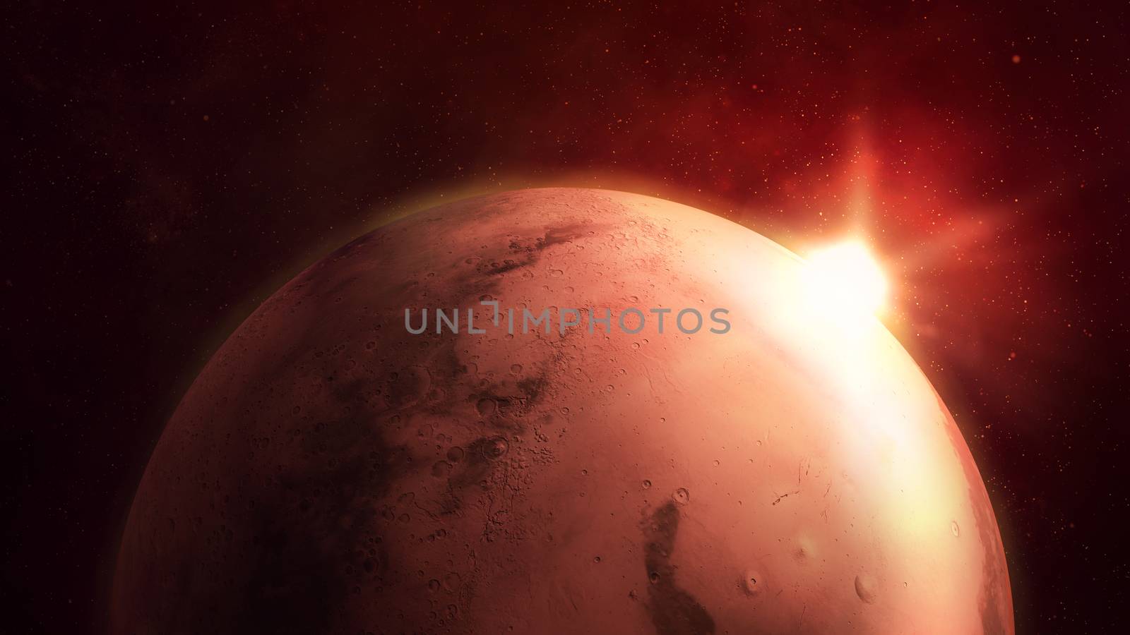 Red planet Mars illuminated by the sun. by ConceptCafe