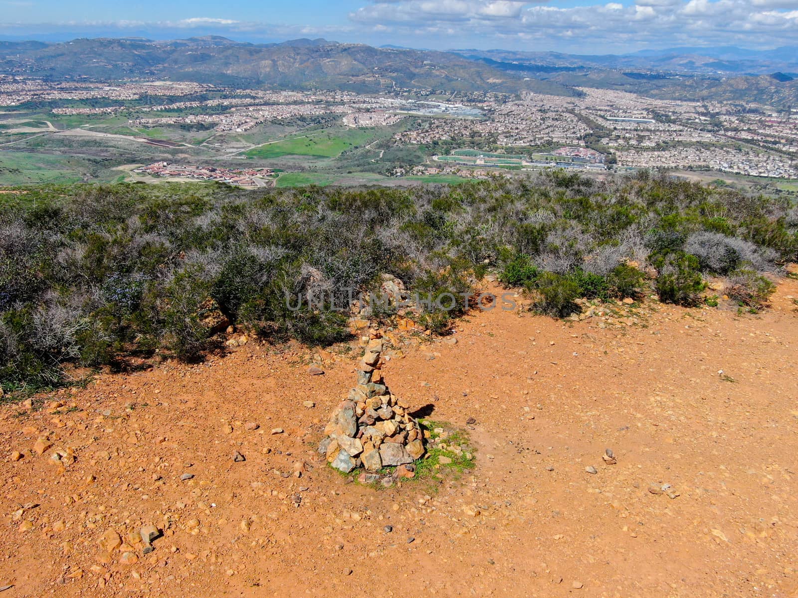 Balancing and concentration pile of rocks. Relaxation and meditation through simplicity harmony and rock balance lead to health and wellness. pile of rocks made on the top of the mountain. California