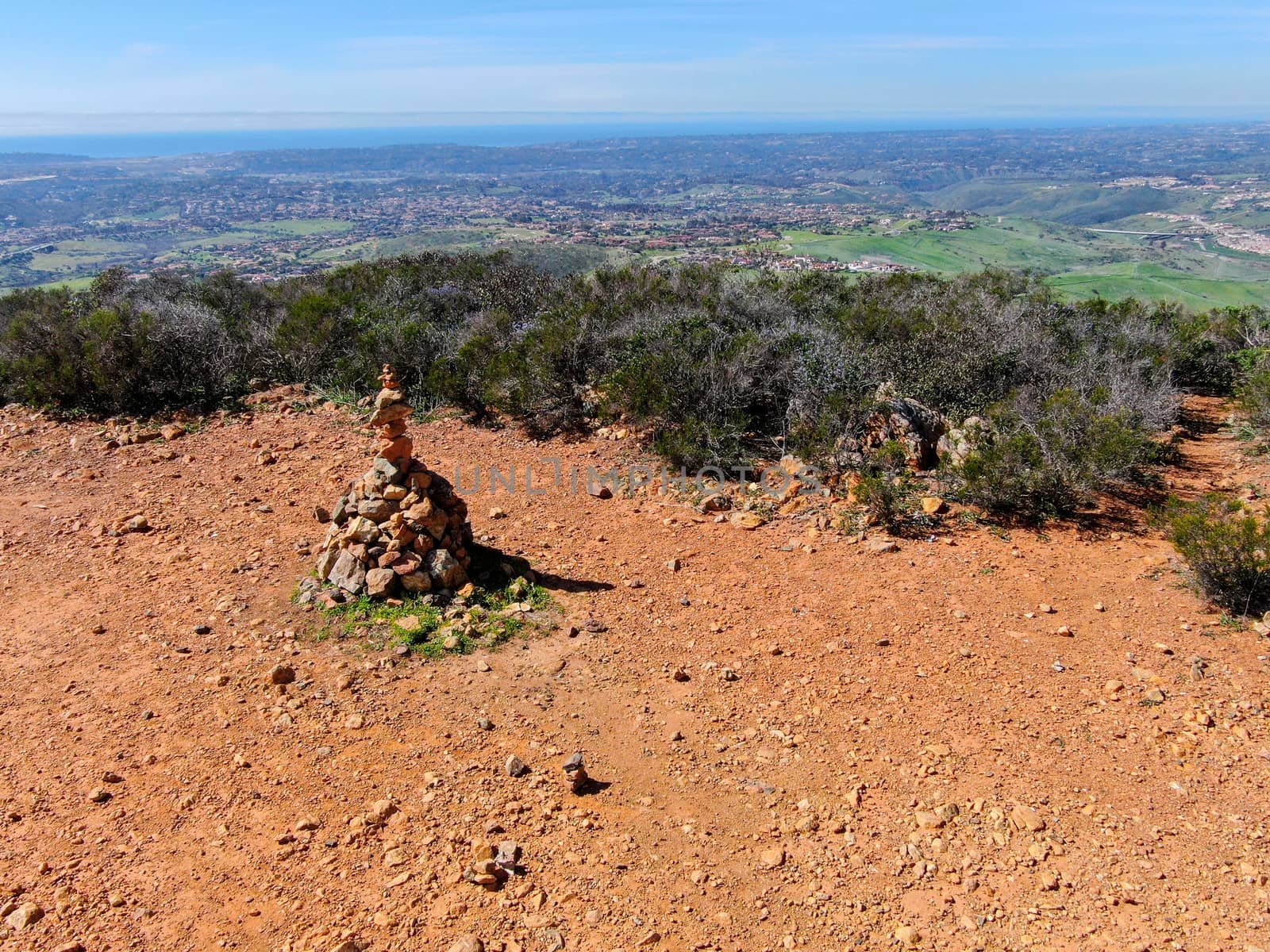 Balancing and concentration pile of rocks. Relaxation and meditation through simplicity harmony and rock balance lead to health and wellness. pile of rocks made on the top of the mountain. California