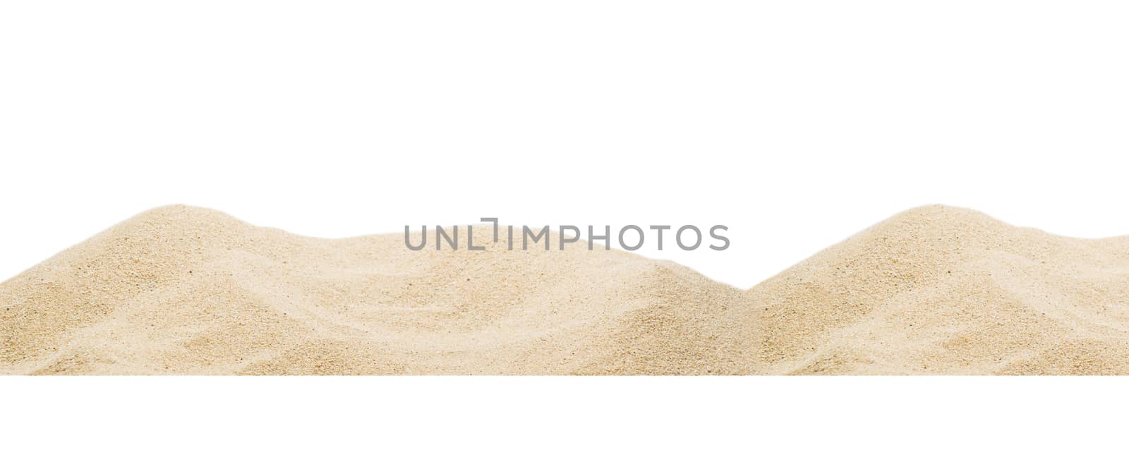 Panoramic pile sand dune isolated on white by stoonn