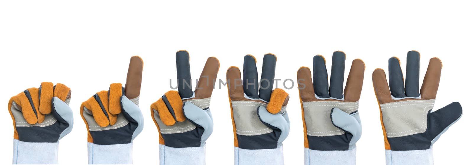 Set of working hand in rough leather glove by stoonn