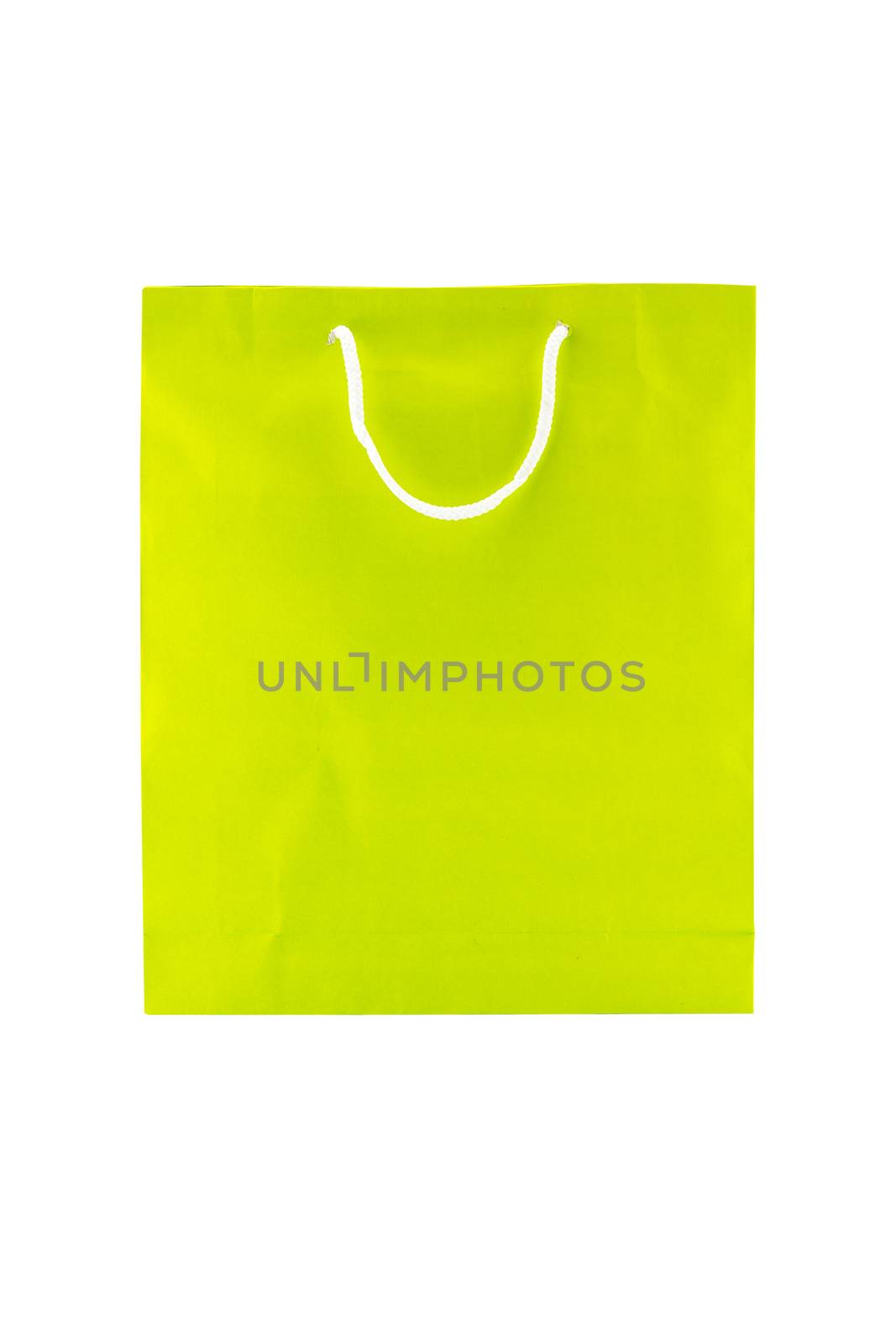 Green paper shopping bag isolated on white background. by nnudoo