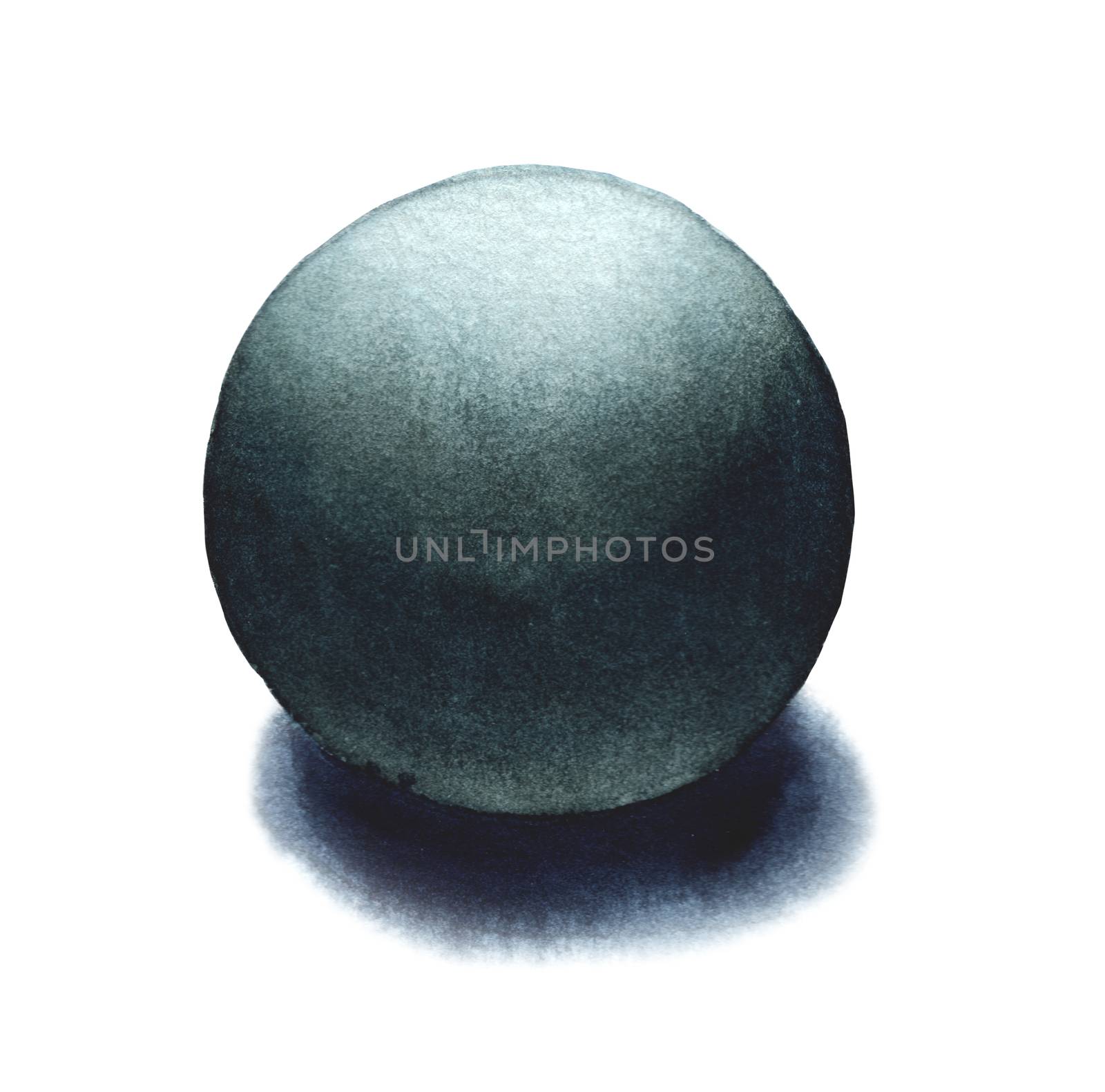 Sphere, basic geometric shapes with dramatic light and shadow in watercolor style. Solids isolated on a white background. Clipping path. by Ungamrung