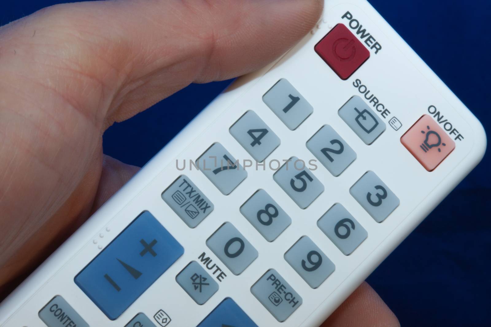 remote control white in the palm of a person by client111