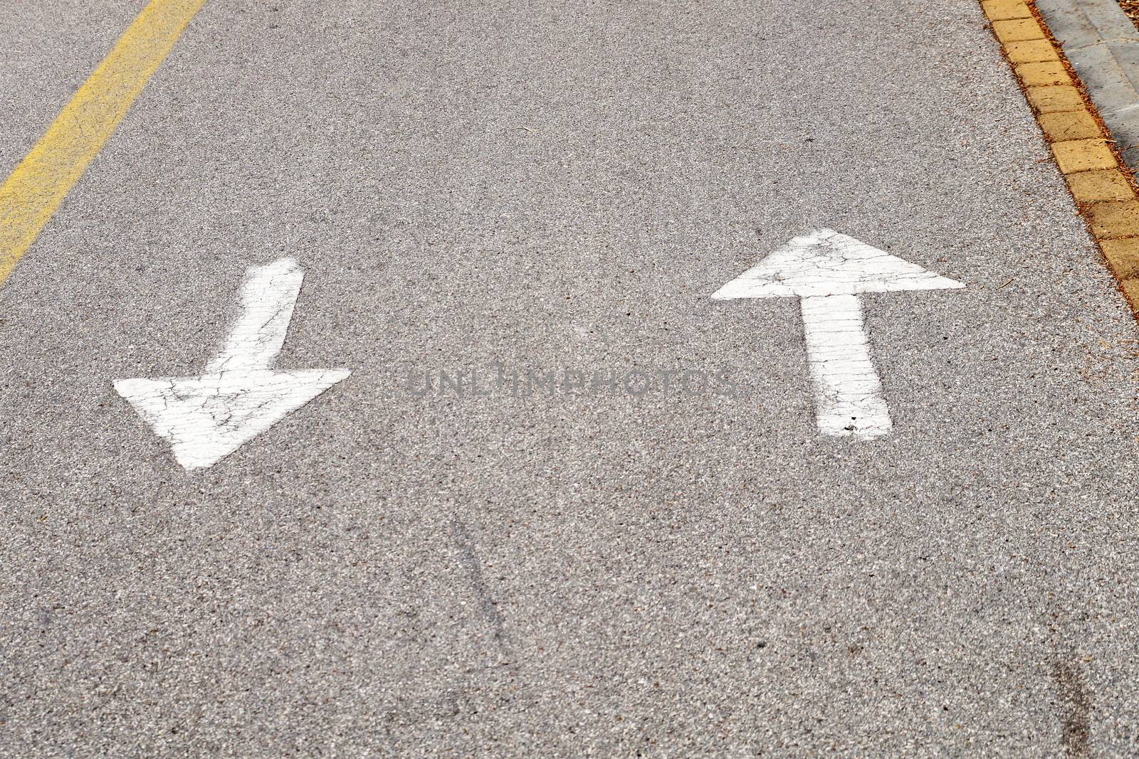 bicycle lane markings - two-way traffic close up by Annado