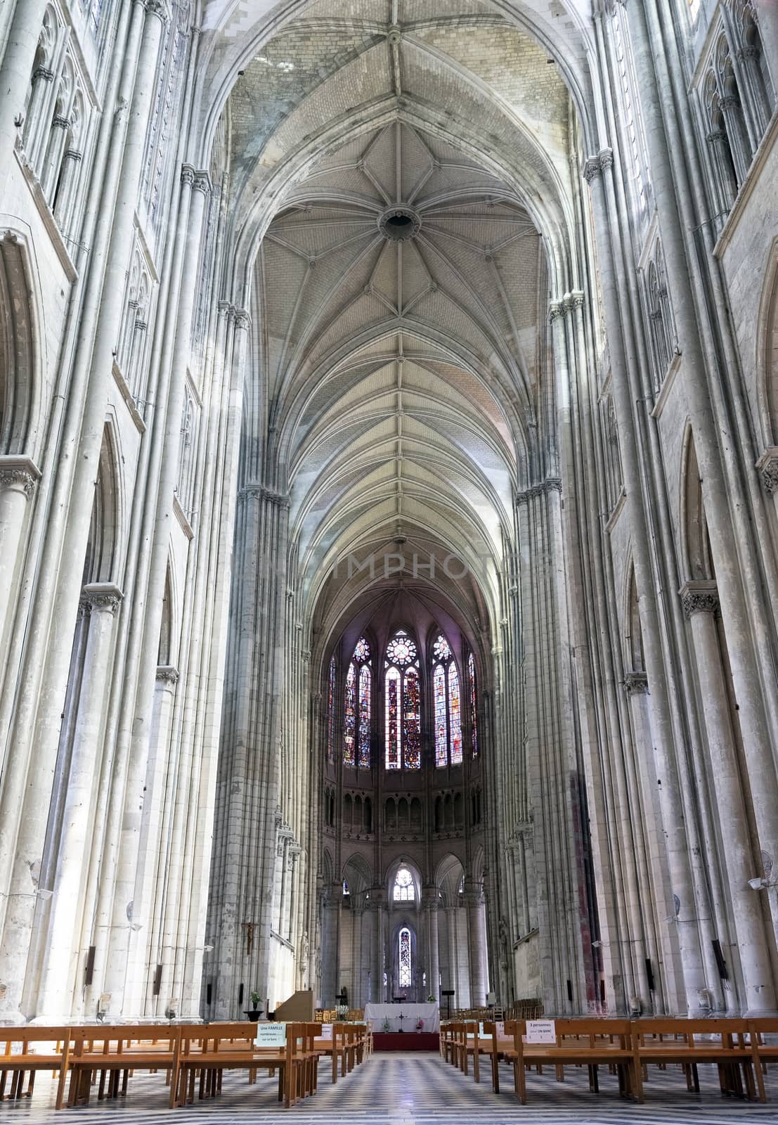 interior of cathedral in french town of Saint Quentin by ahavelaar