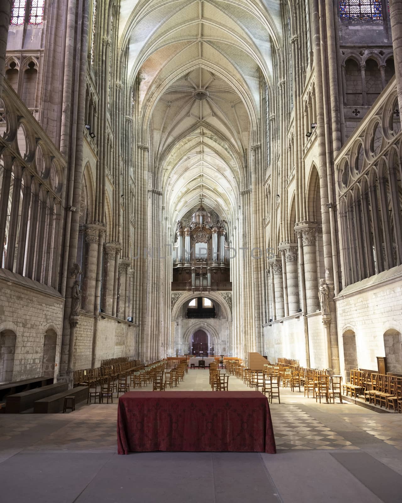 interior of cathedral in french town of Saint-Quentin by ahavelaar