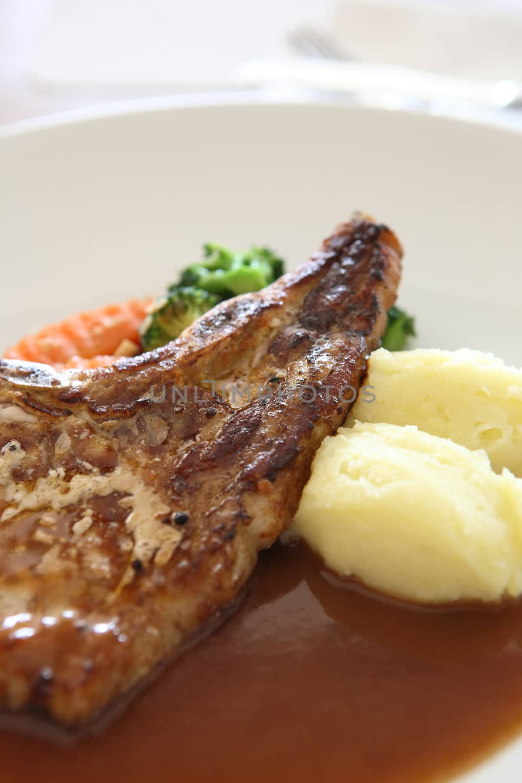 Steak on wood background