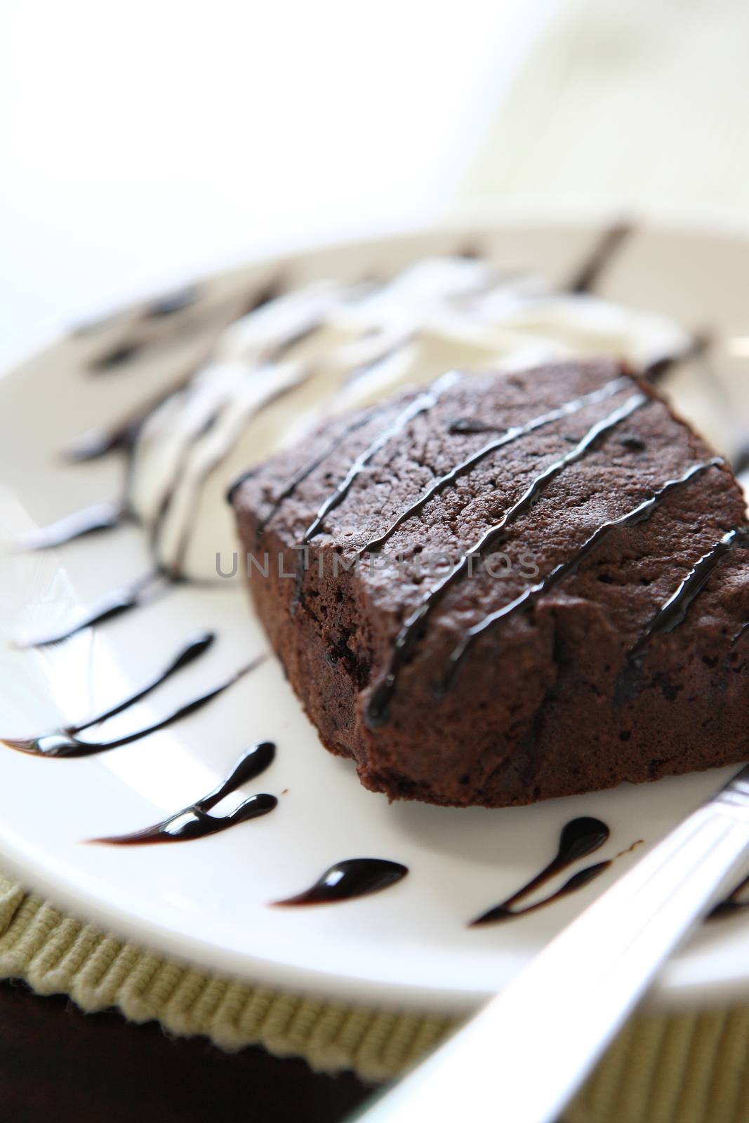 brownies on wood background