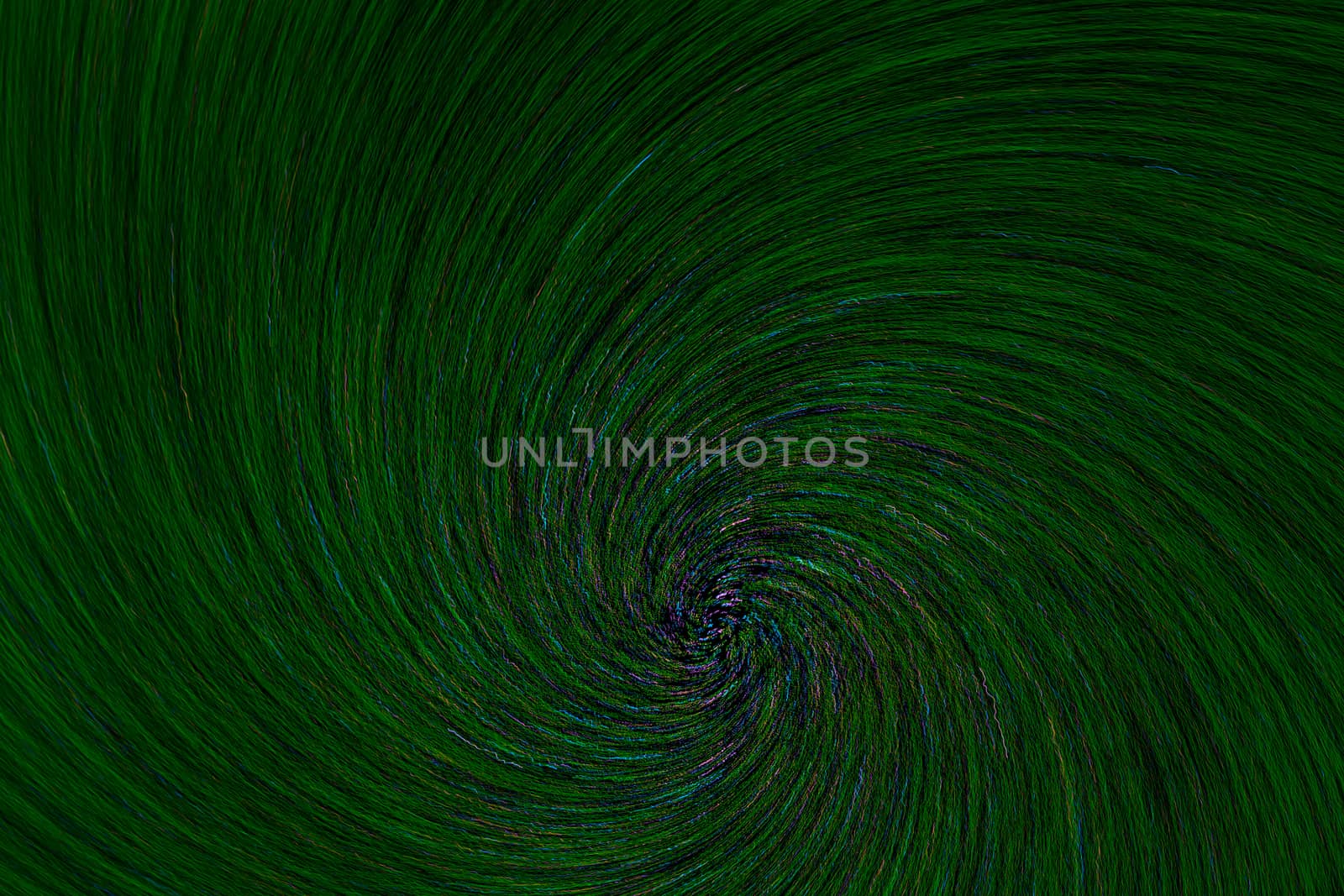 natural lens spin-zoom swirl explosion radial blurred green dots on black background.
