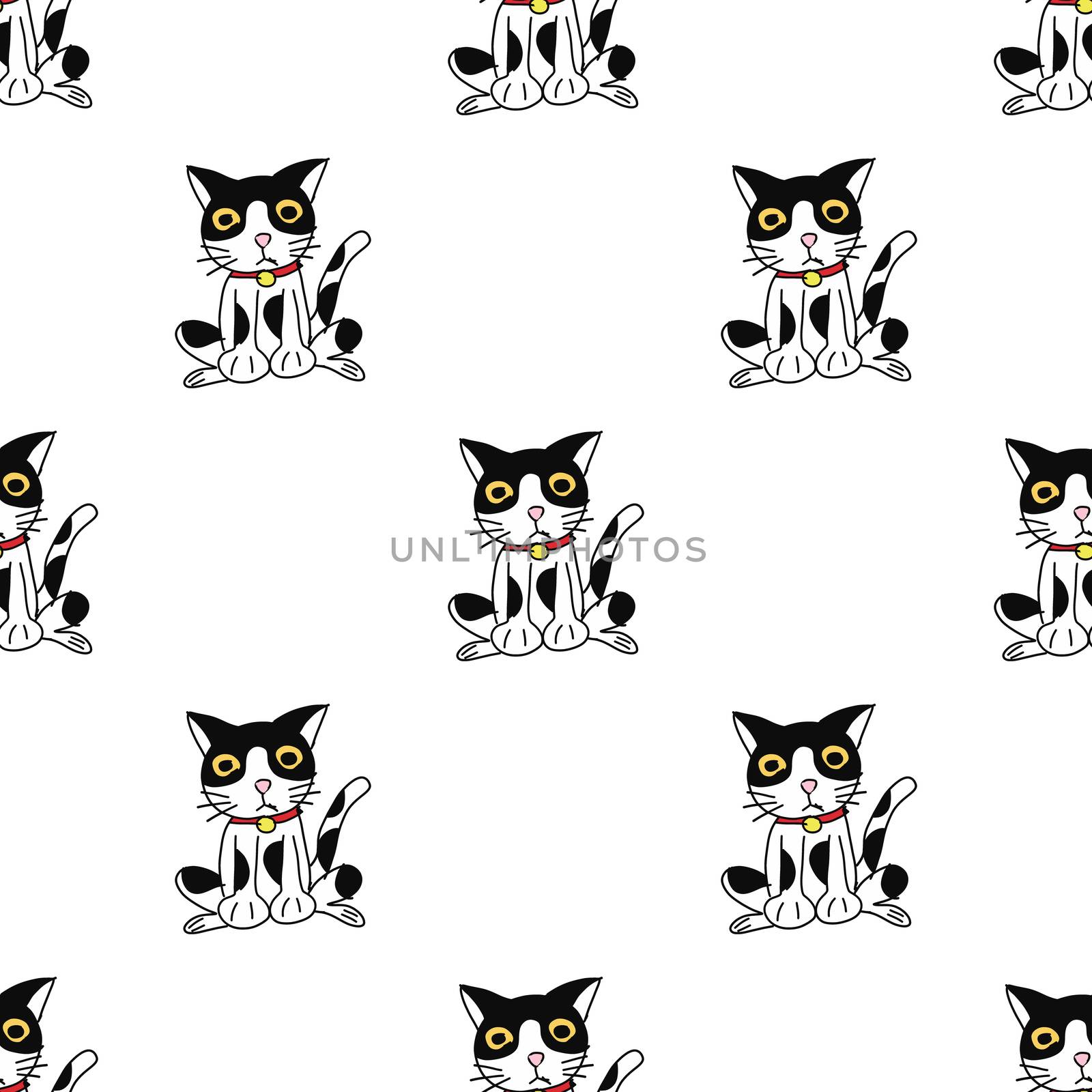 Black and white hand draw on white background. Seamless pattern for backdrop.