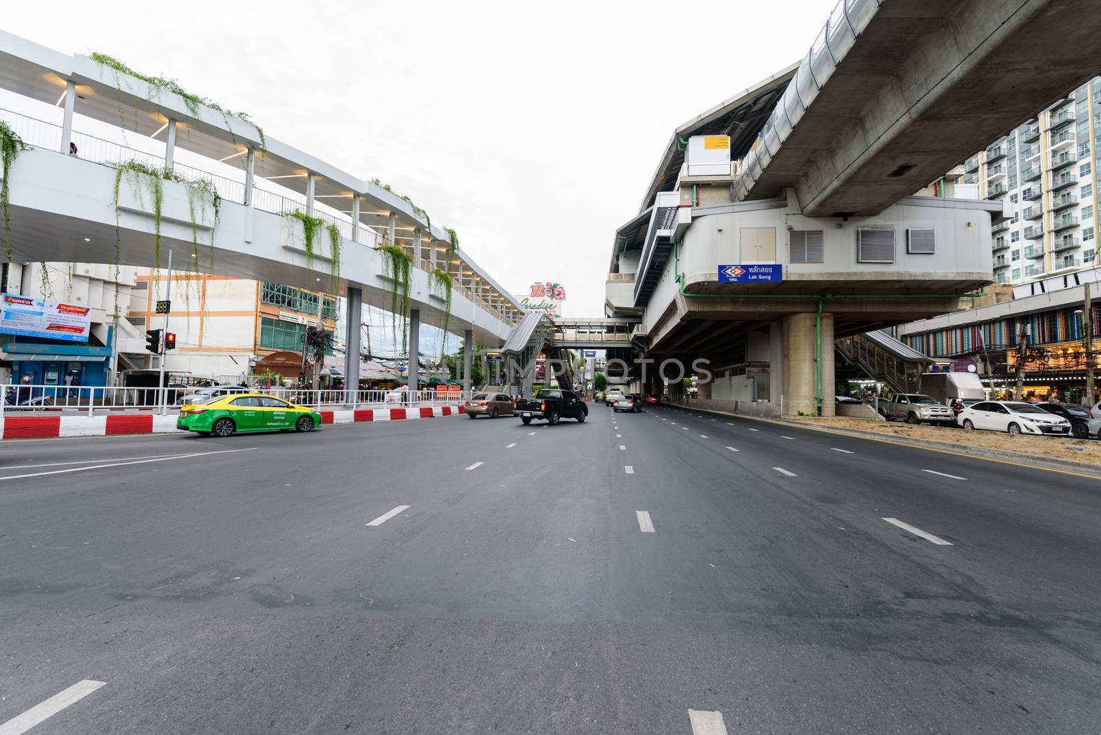 Bangkok , Thailand -  2 August, 2020 : MRT electric skytrain Laksong Station