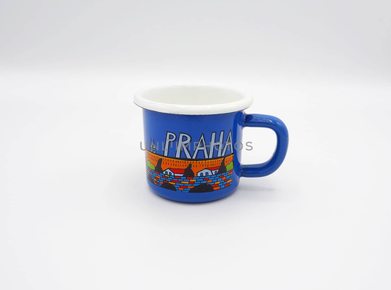 Small tiny and blue colour with hand made art souvenir coffee cu by gnepphoto