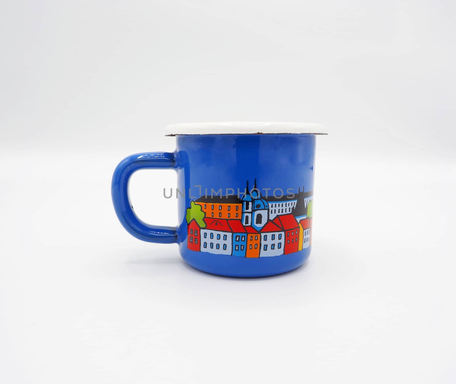 Small tiny and blue colour with hand made art souvenir coffee cu by gnepphoto