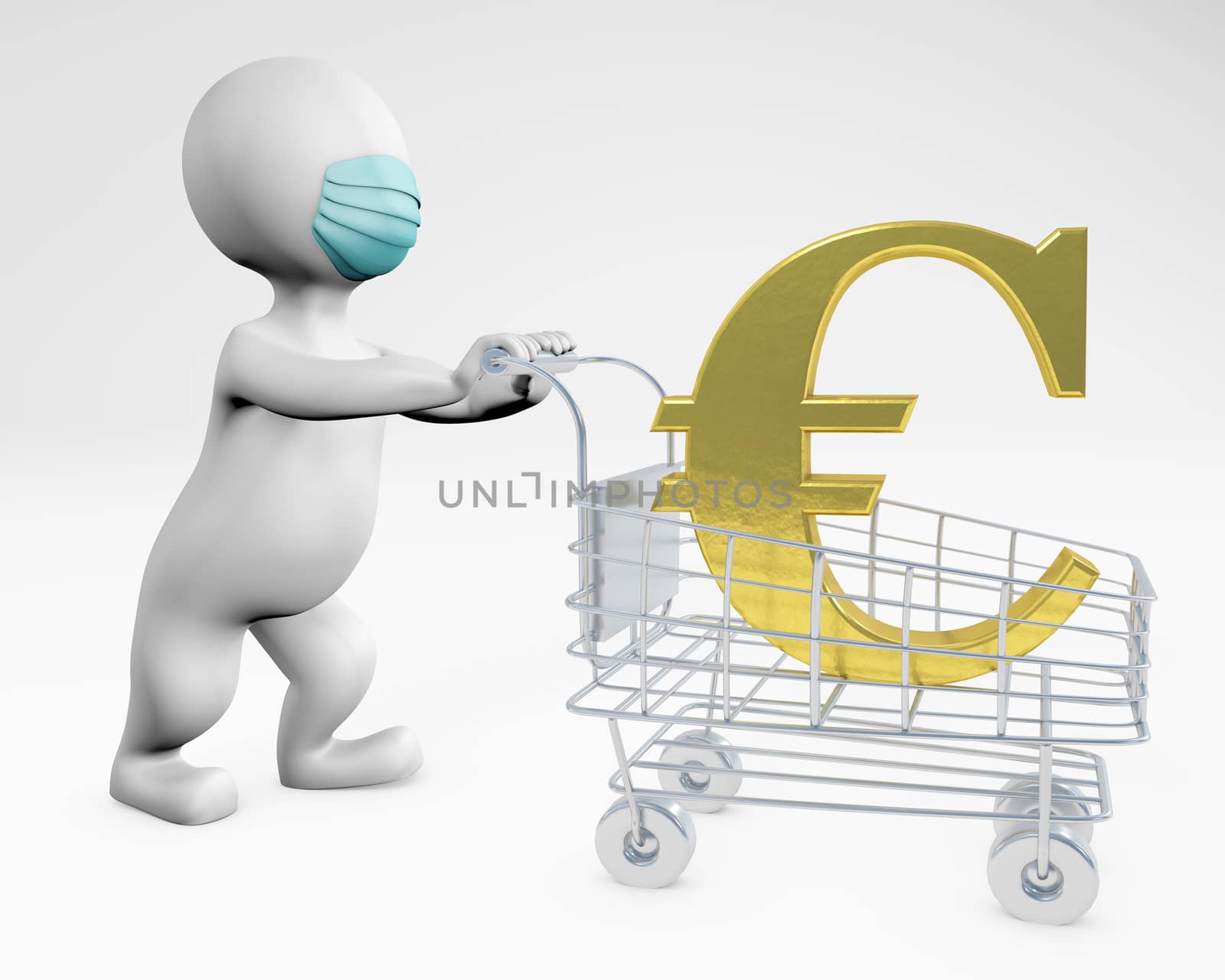 Fat man with a mask buying euros 3d rendering by F1b0nacci