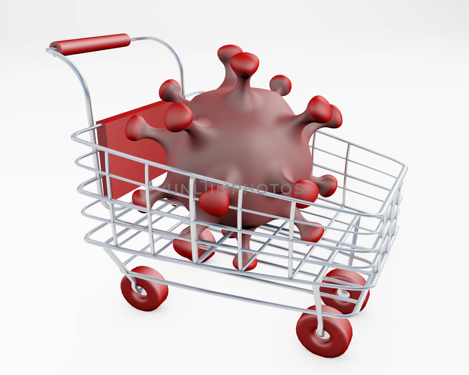 Shopping cart contageous with corona virus 3d rendering by F1b0nacci