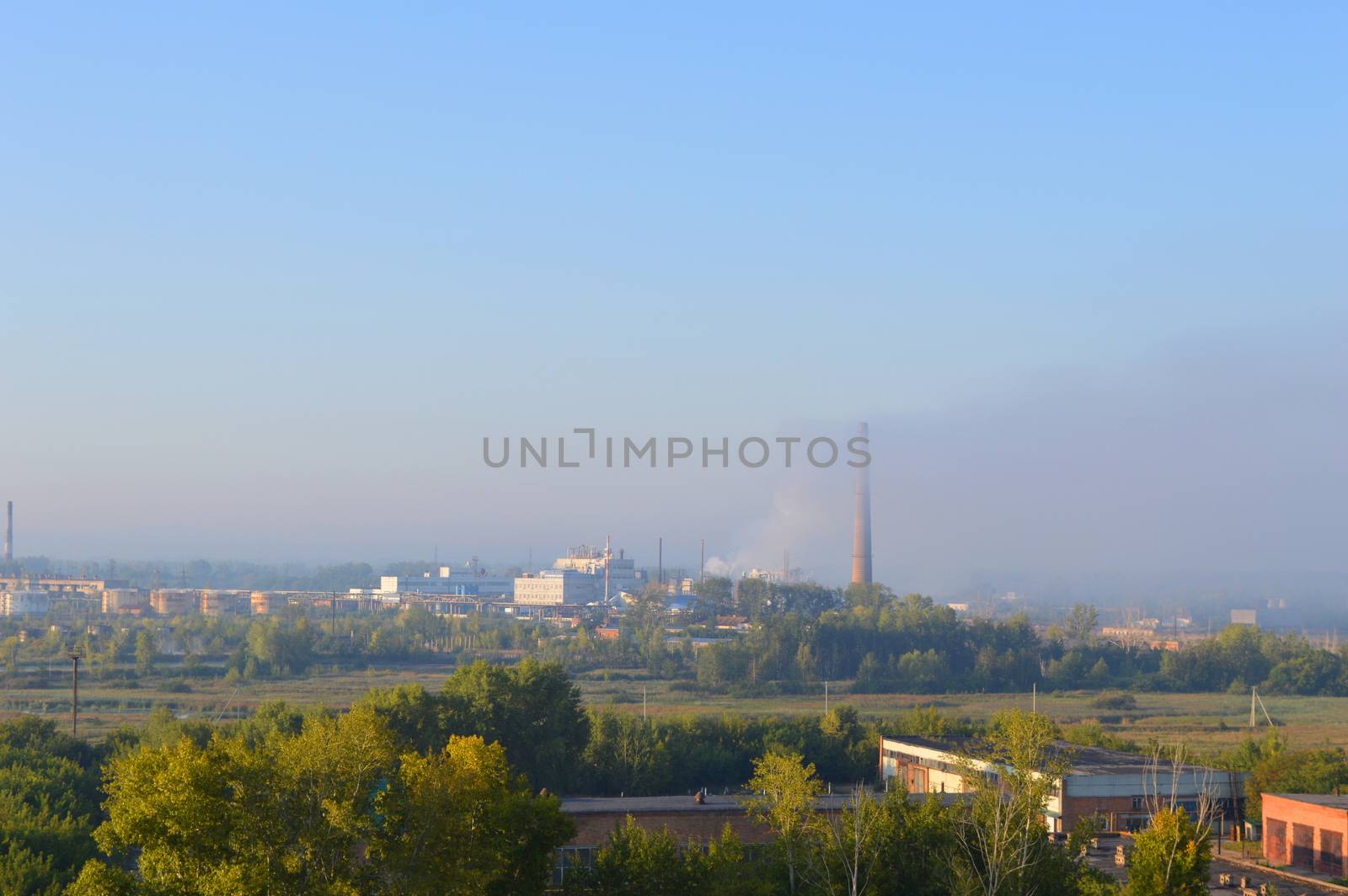 industrial landscape with chemical factory