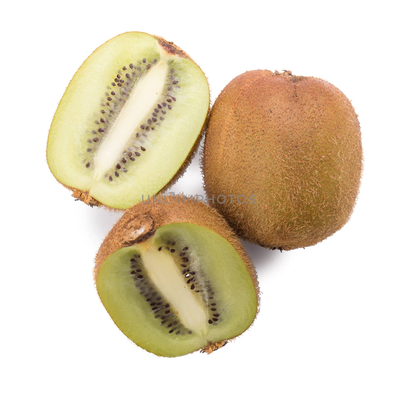 Slice of kiwi isolated on white background, top view.