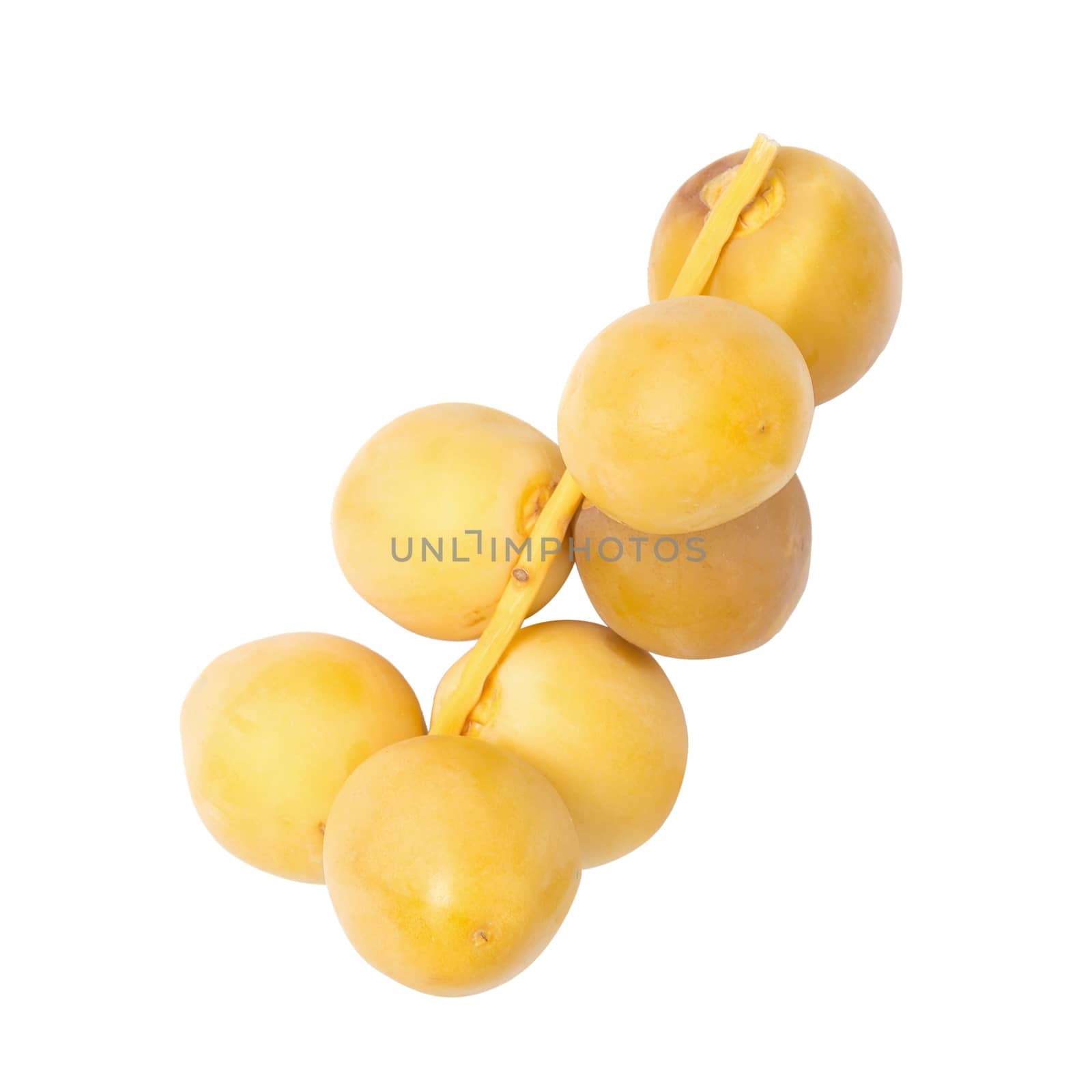 yellow raw dates isolated on white background by kaiskynet