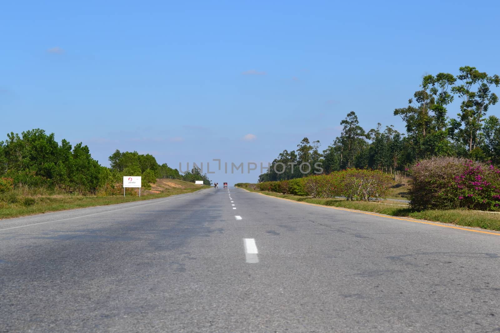 Vinales, March 2011, Cuba: generic street image showing empty and well maintained road infrastructure of Cuba