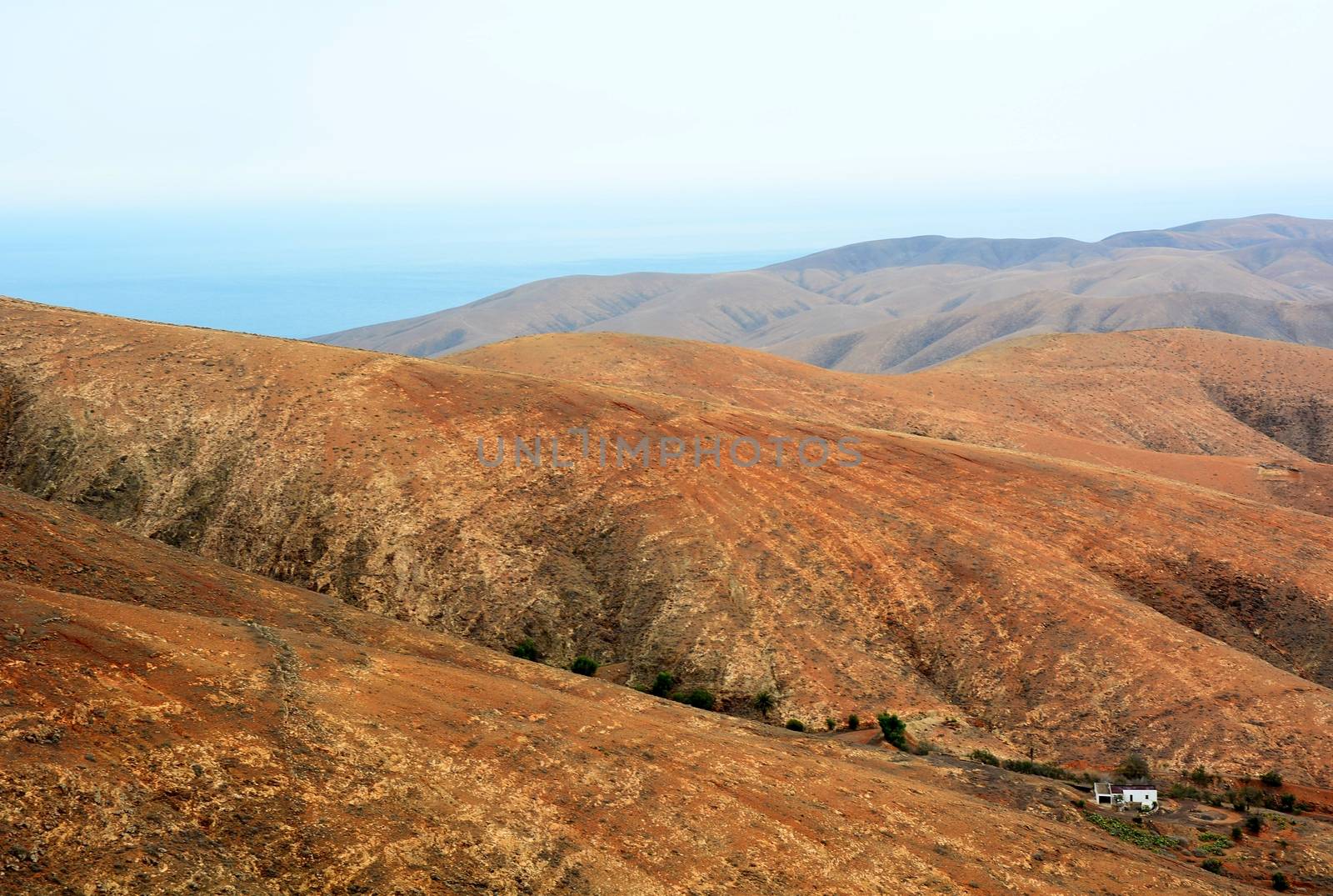 View of beautiful mountain scenery of Fuerteventura island.