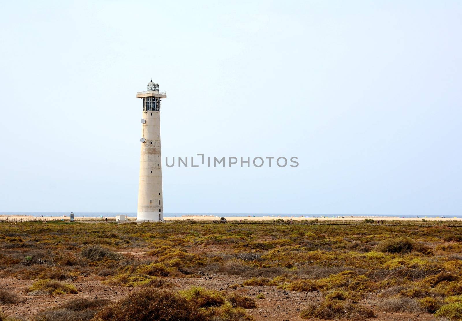 The Morro Jable Lighthouse on the Canary Island of Fuerteventura, Spain.