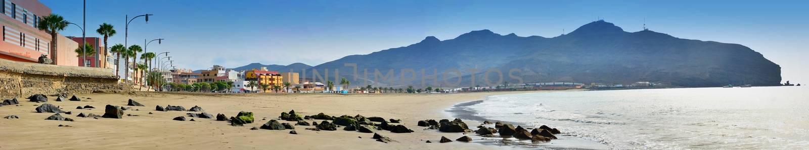 Beach of Gran Tarajal port city in Fuerteventura.