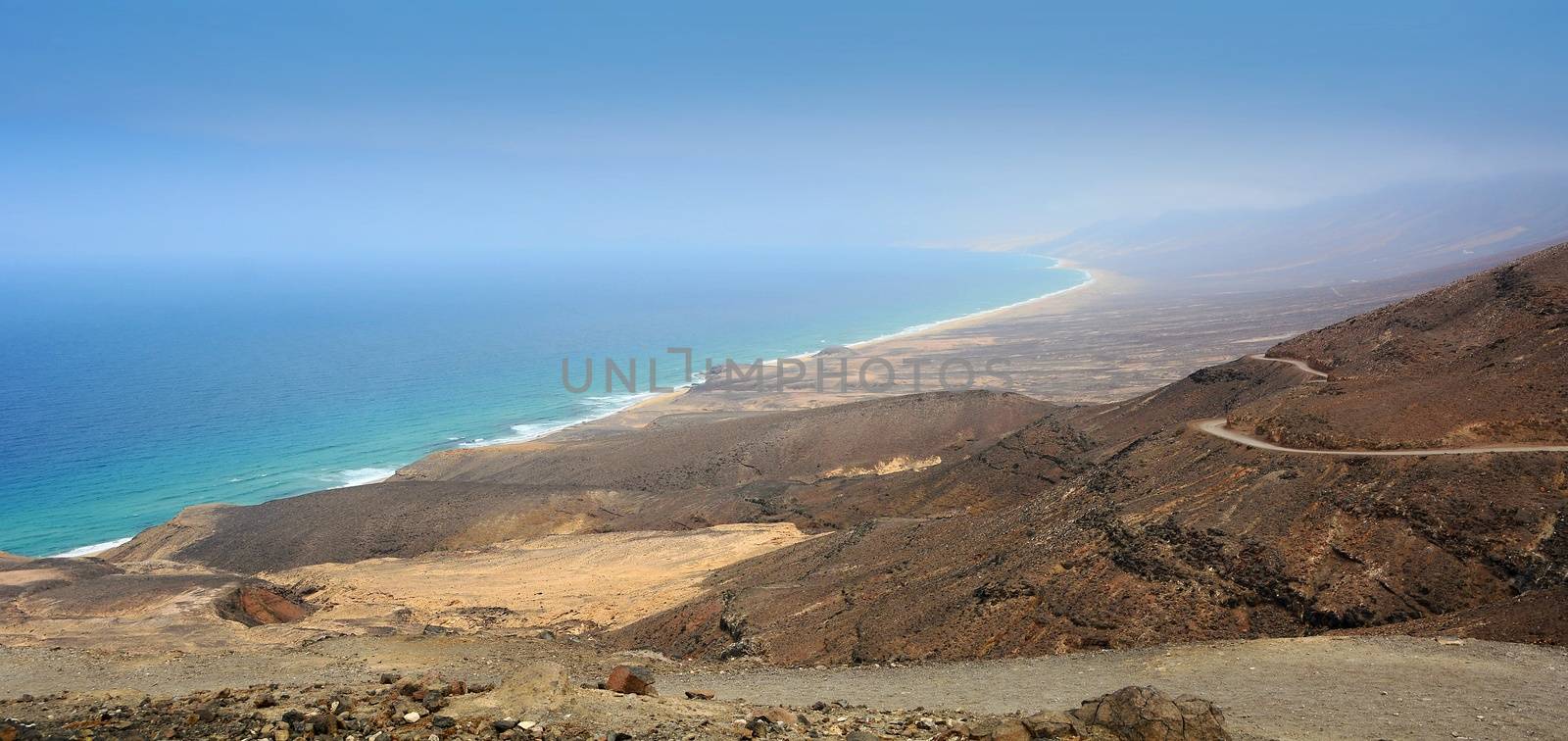 Aerial view of Cofete beach, Fuerteventura by hamik