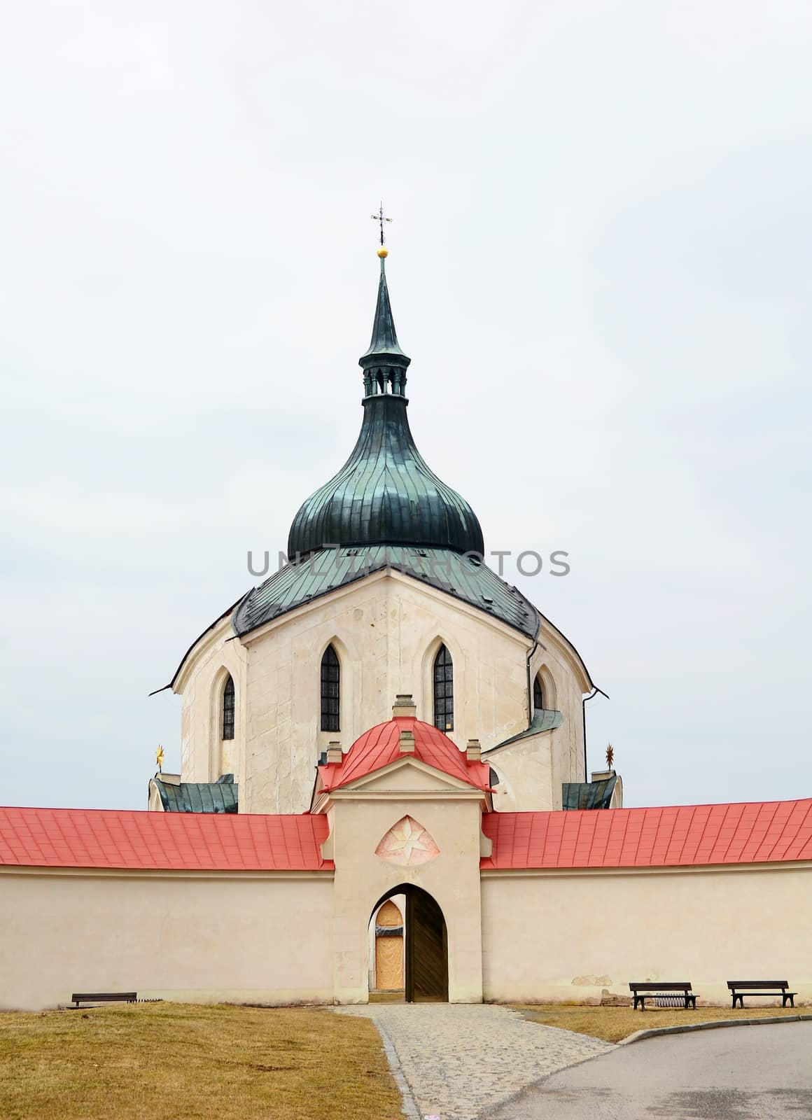 Church of St. John of Nepomuk on Zelena Hora (UNESCO monument). It was built in baroque gothic style and was designed by architect Jan Blazej Santini-Aichel. It is placed near Zdar nad Sazavou town at Moravia in Czech Republic. 