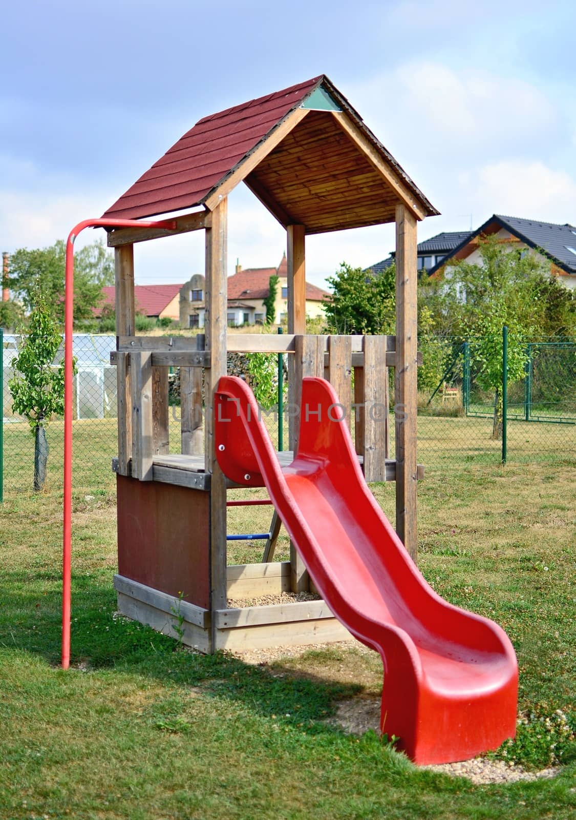 Red playground slide by hamik