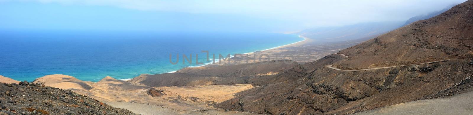 Aerial view of Cofete beach, Fuerteventura by hamik