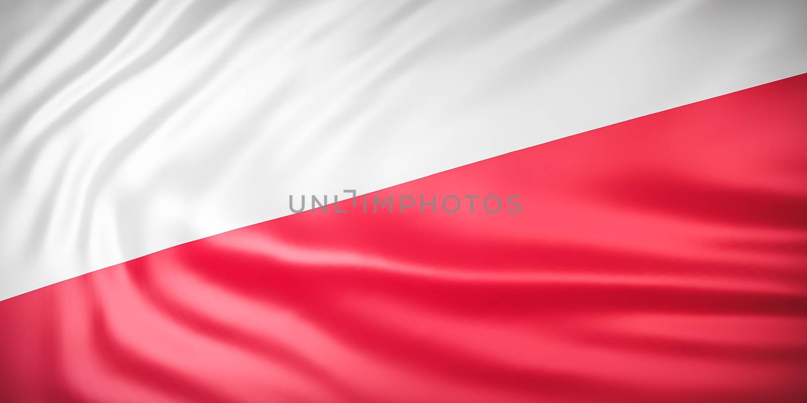 Beautiful Indonesia Flag Wave Close Up on banner background with copy space.,3d model and illustration. by anotestocker