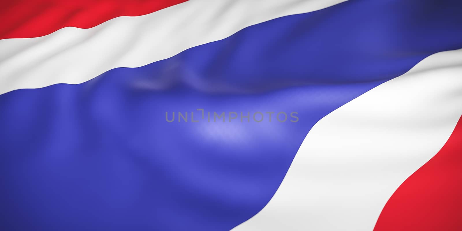 Beautiful Thailand Flag Wave Close Up on banner background with copy space.,3d model and illustration. by anotestocker
