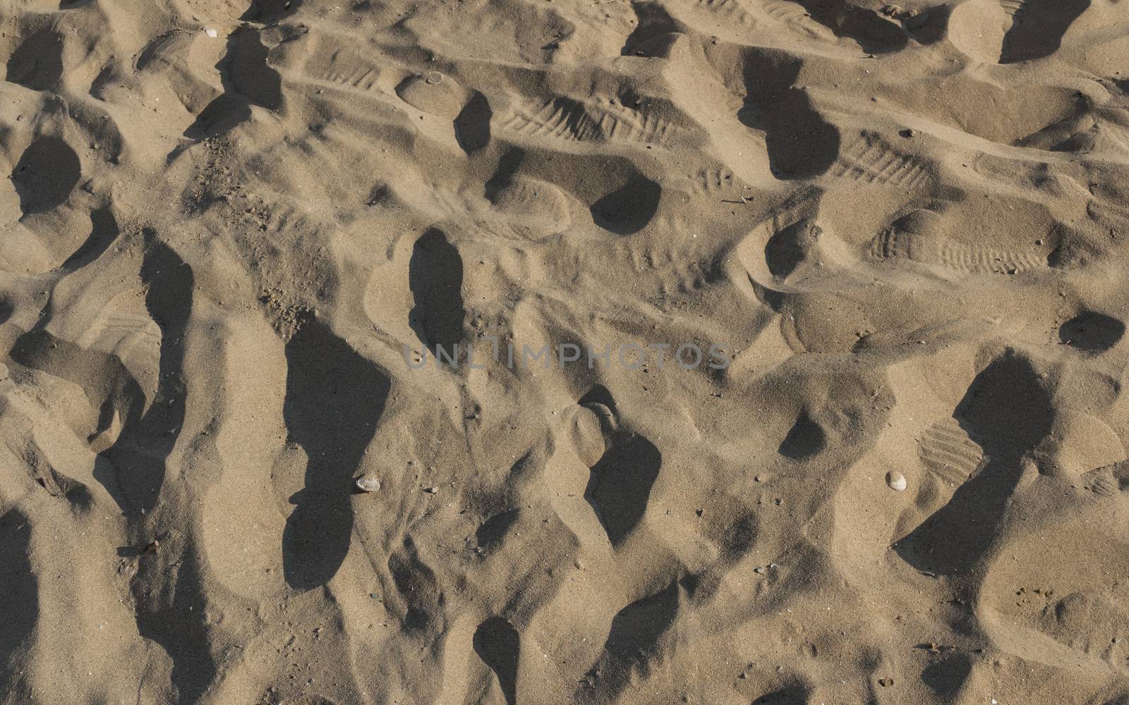 Backdrop of sea sand with footprints