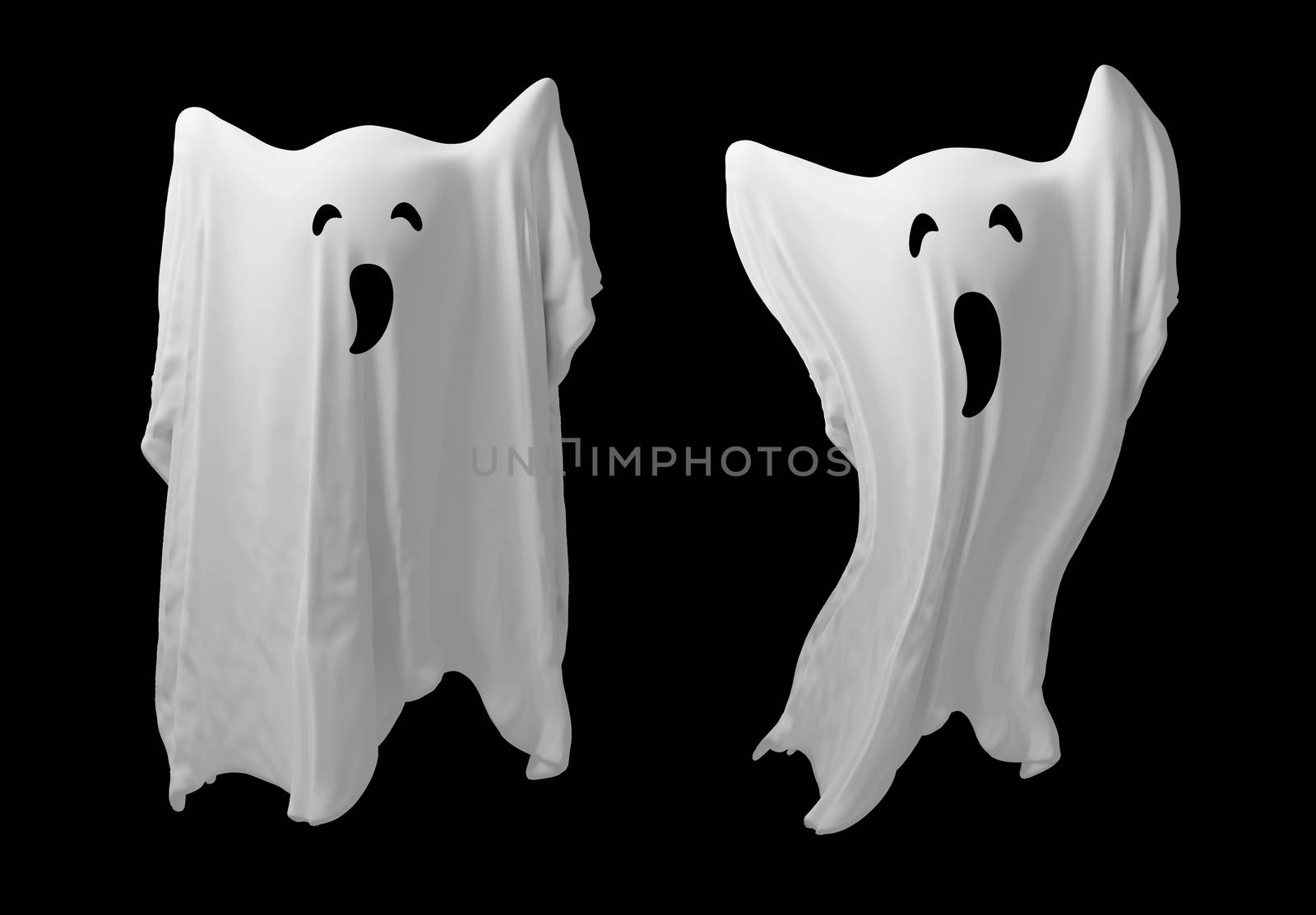 Ghost isolated on black background 3D render