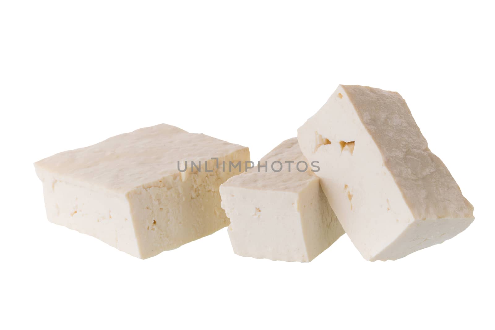 soy cheese tofu diced isolated on white background by kaiskynet