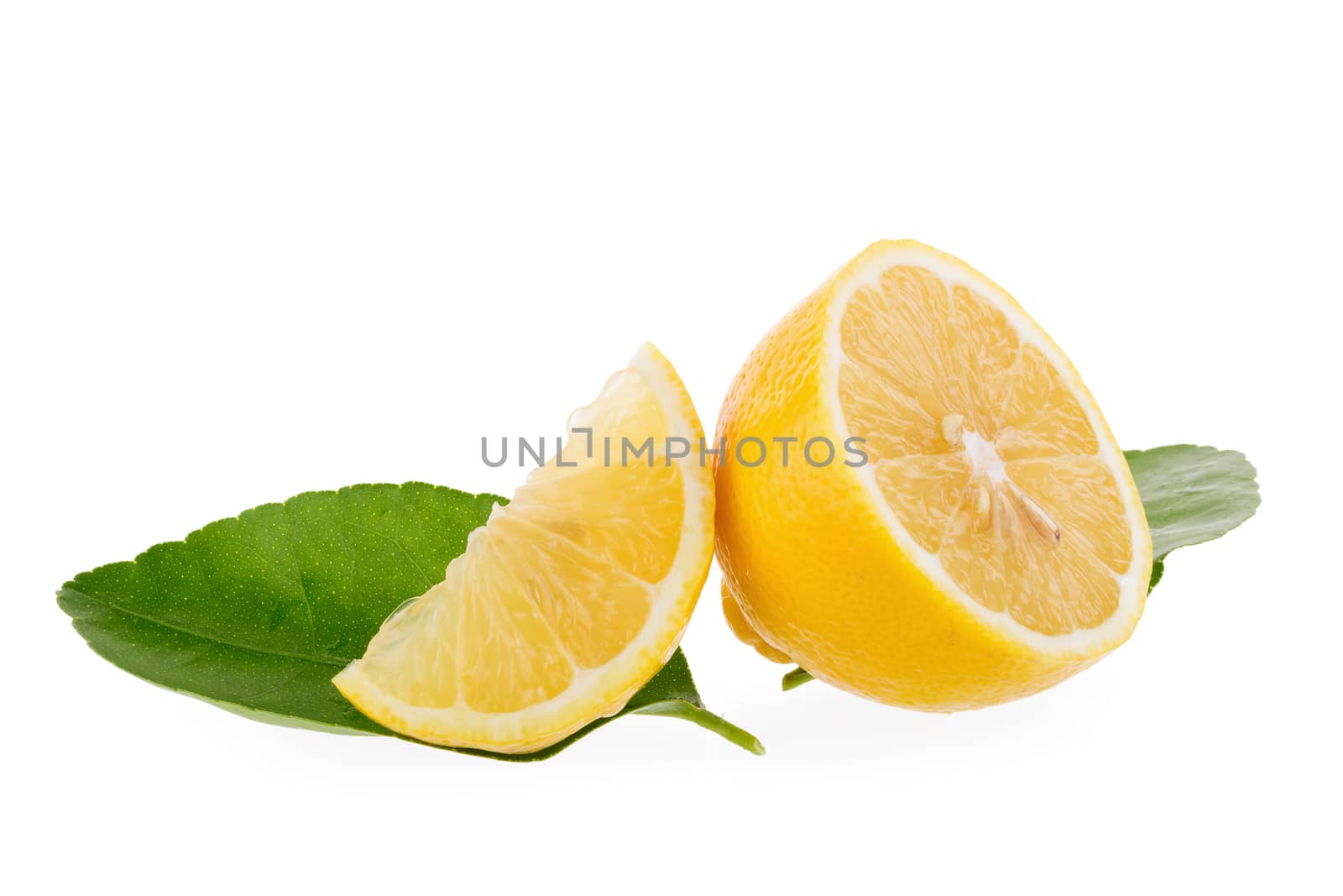 yellow lemon isolated on over white background.