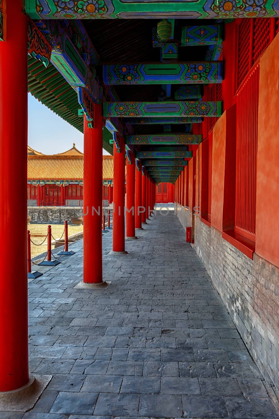 Old traditional Chinese building under blue sky