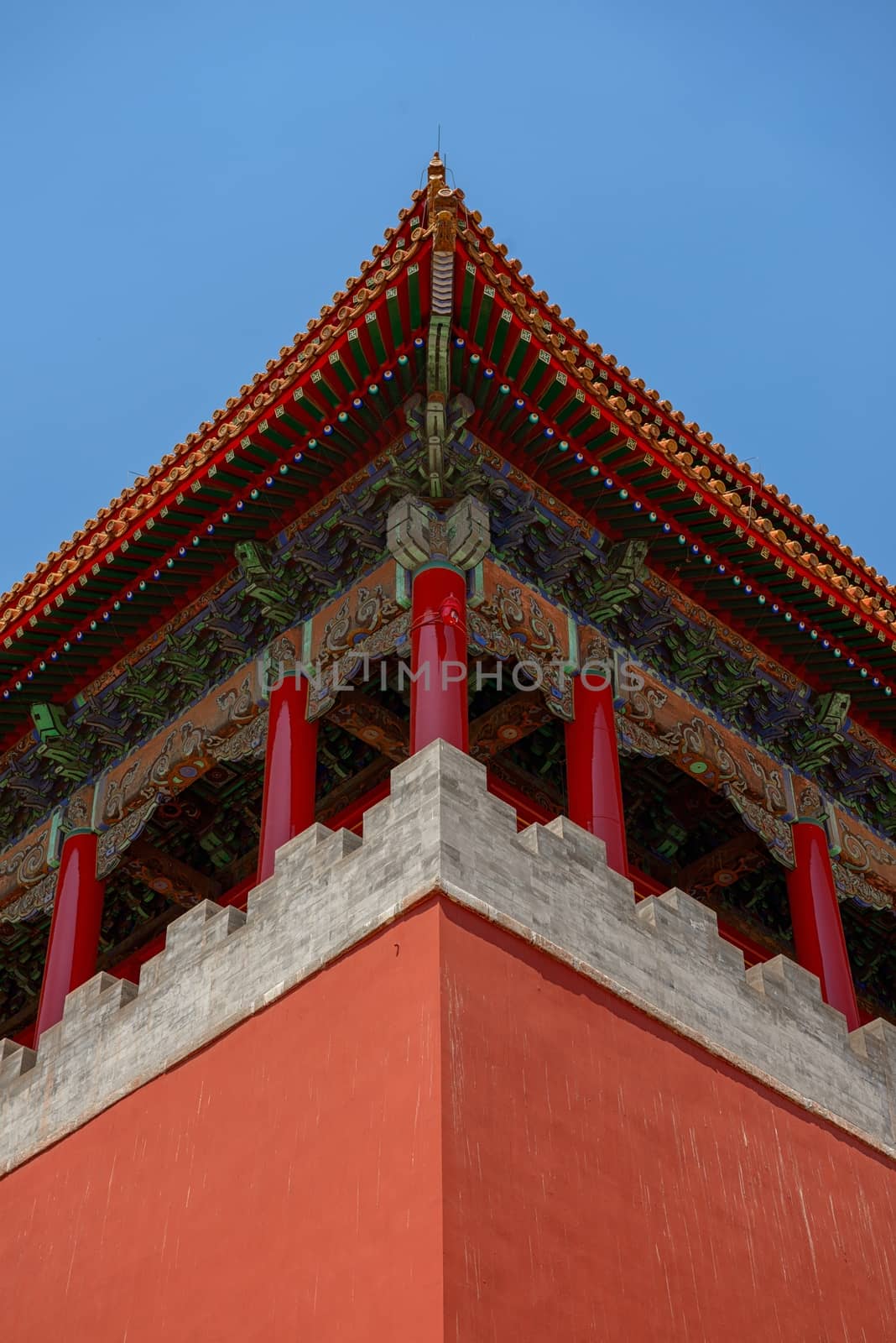 Old traditional Chinese building under blue sky