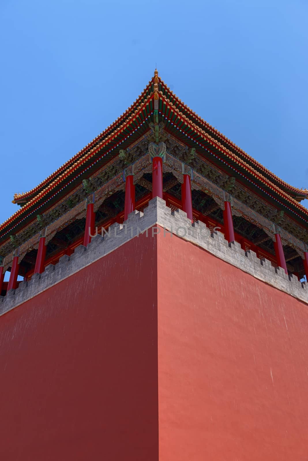 Old traditional Chinese building under blue sky