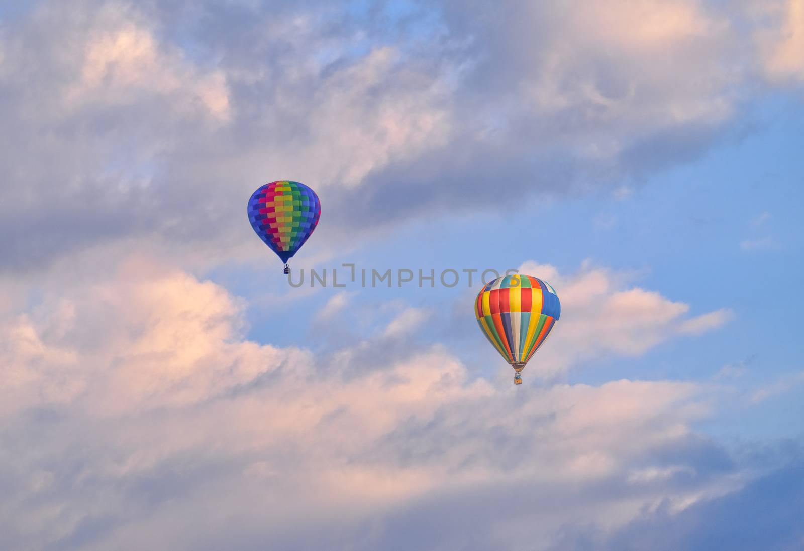 Colorful hot air balloon floating in a nice sky