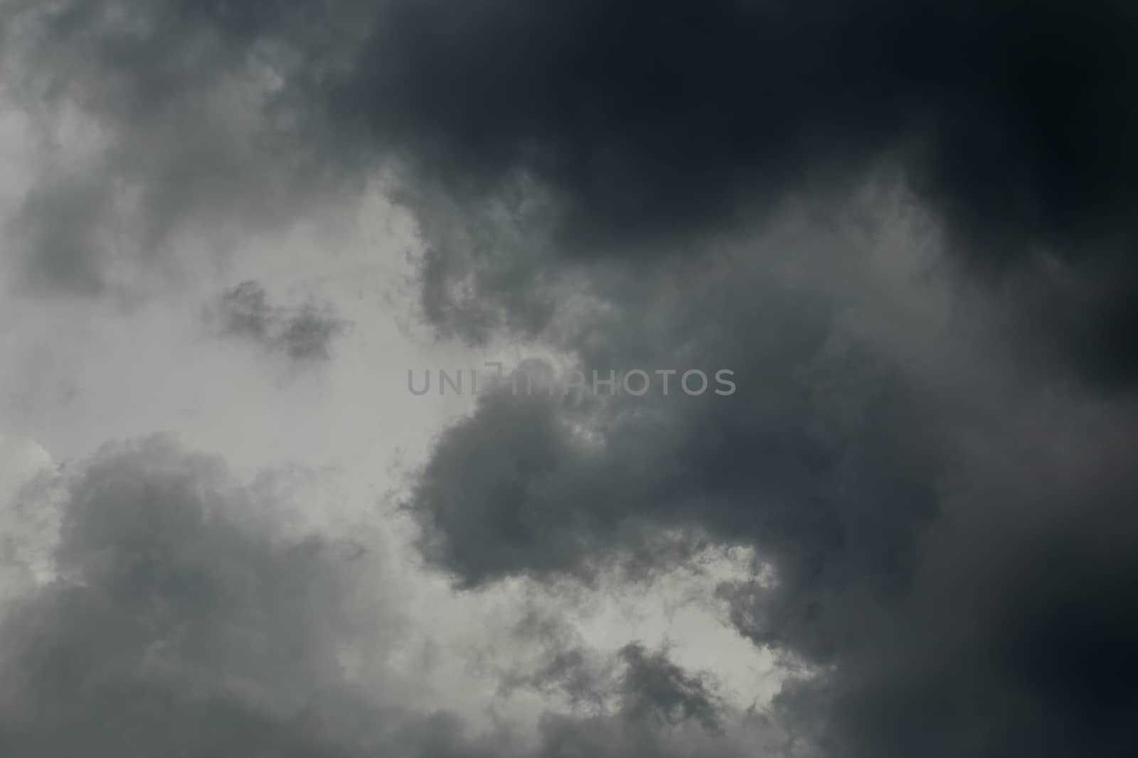 gray incoming storm clouds dark closeup backdrop, captured on 100 mm telephoto lens