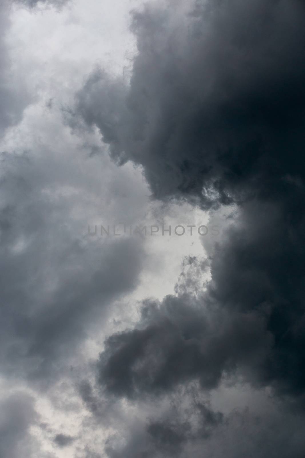 gray incoming storm clouds dark closeup backdrop, captured on 100 mm telephoto lens
