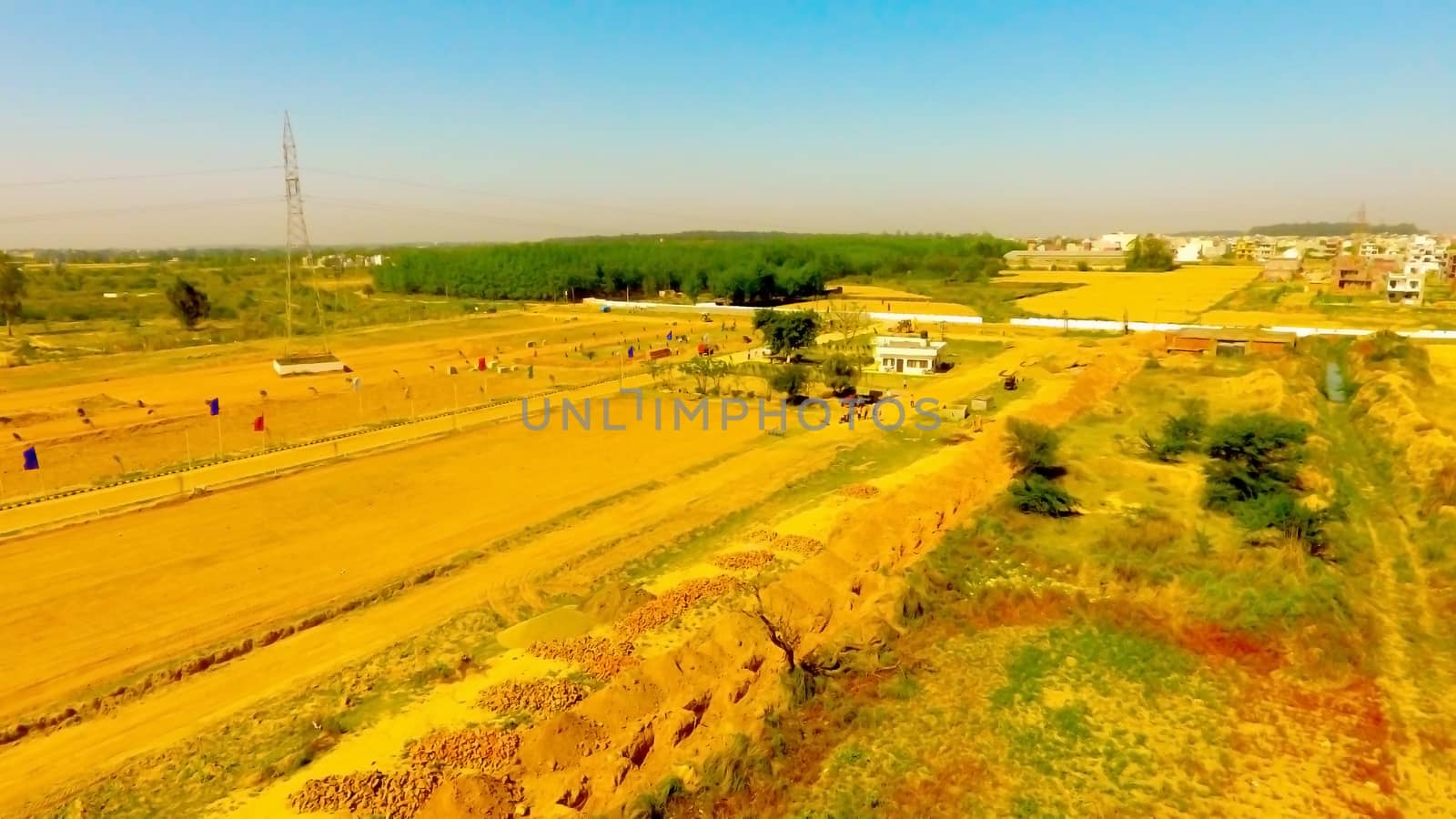 Latur, Maharashtra, India,- March 2020 : Drone views of a land in Latur