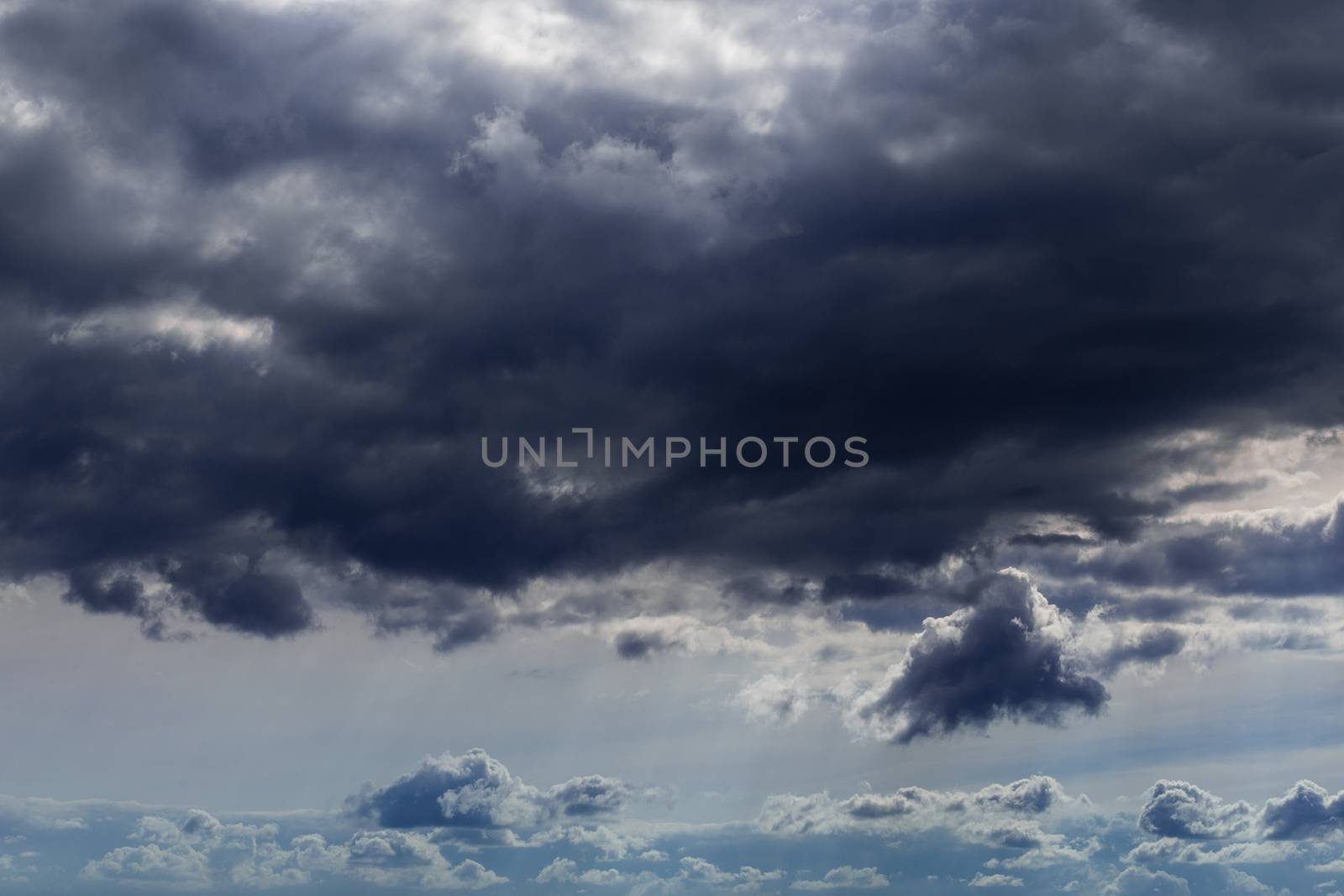 incoming storm close-up cloudscape at march daylight in continental europe.