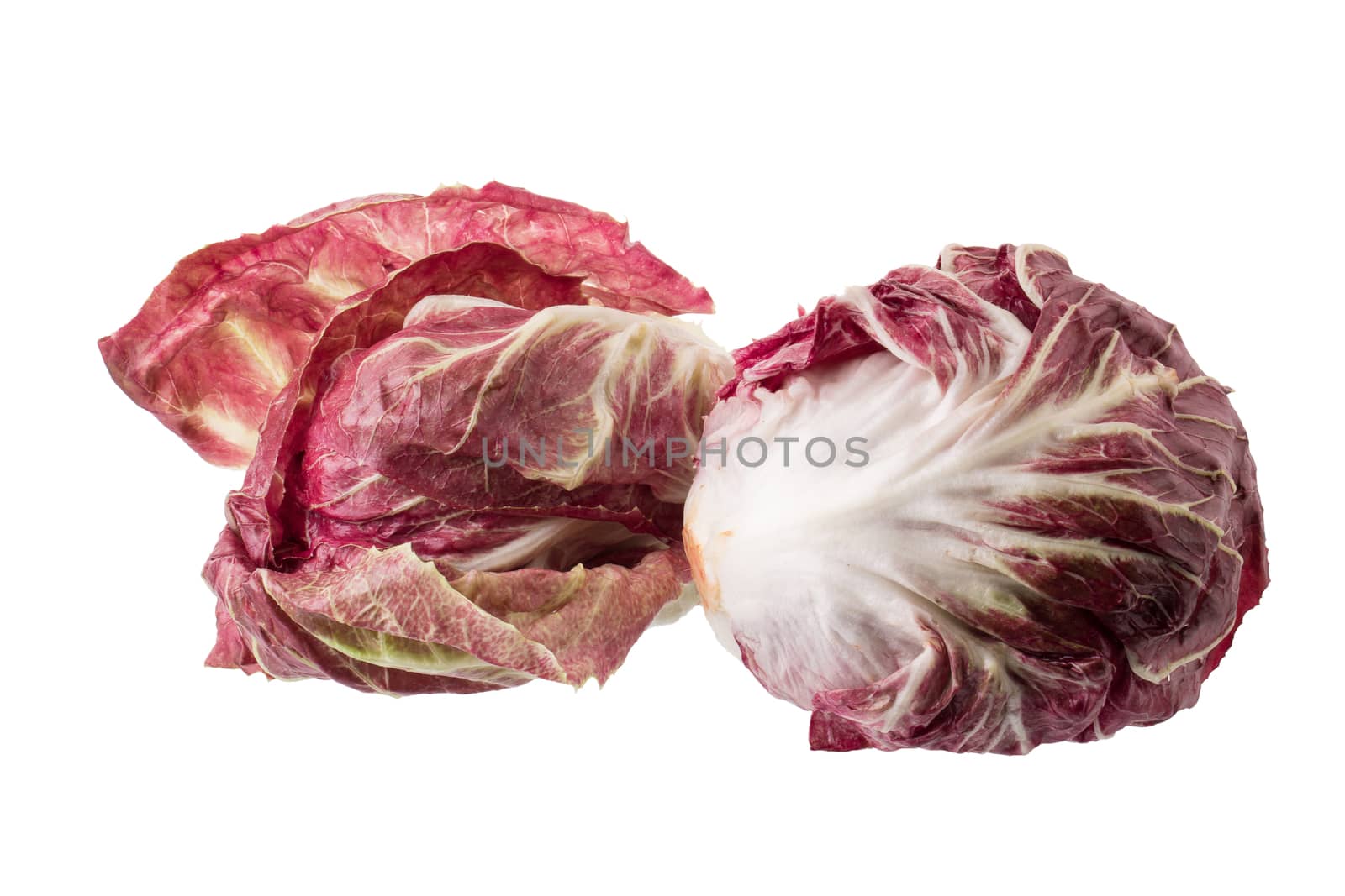 Radicchio, red salad isolated on white background.
